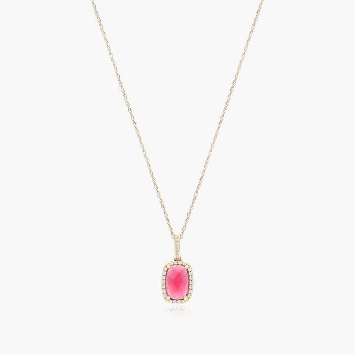 14K Rose Gold Morganite, Diamond and White Sapphire Station Necklace (12.0x10.0mm)