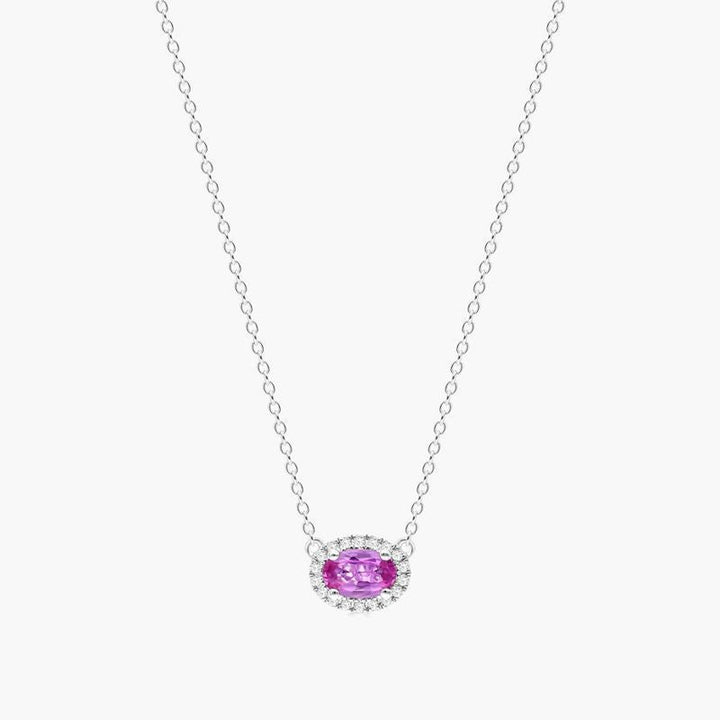 14K Yellow Gold Lily Motif Ruby and Diamond Necklace