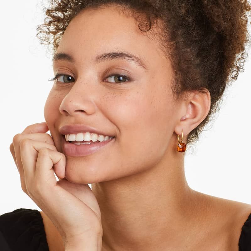 14K White Gold Trellis Sapphire Inside Out Oval Hoops, 1 Inch