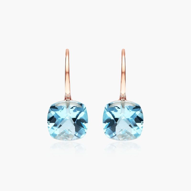 14K White Gold Regal Drop Sapphire Earrings
