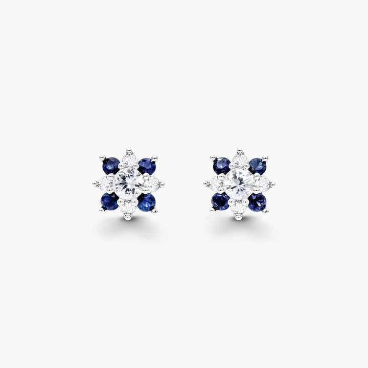 14K White Gold Allure Diamond Halo Aquamarine Earrings