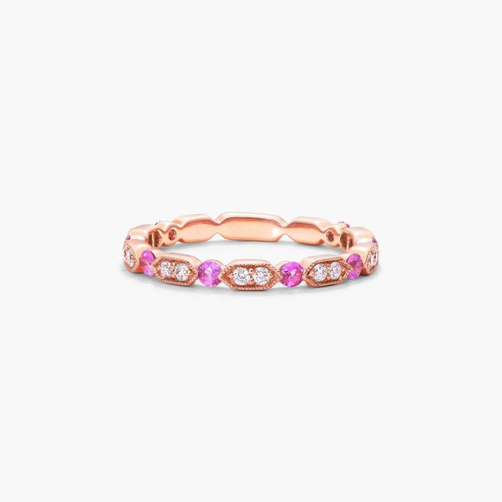 14K Rose Gold Rainbow Ring