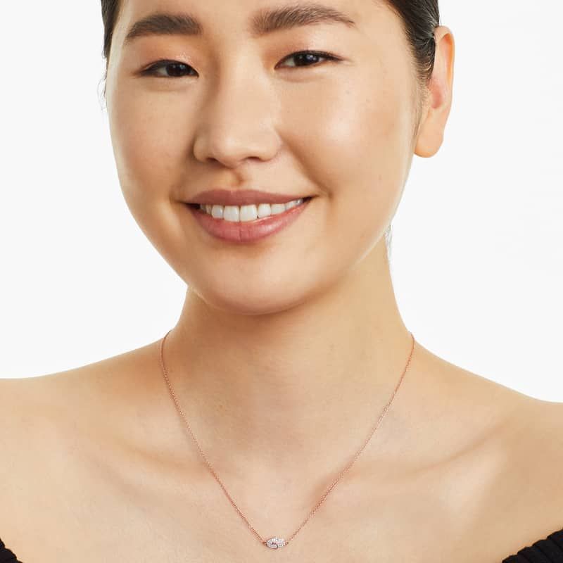 14K White Gold Pear Shaped Garnet & Tri-Diamond Birthstone Pendant Necklace