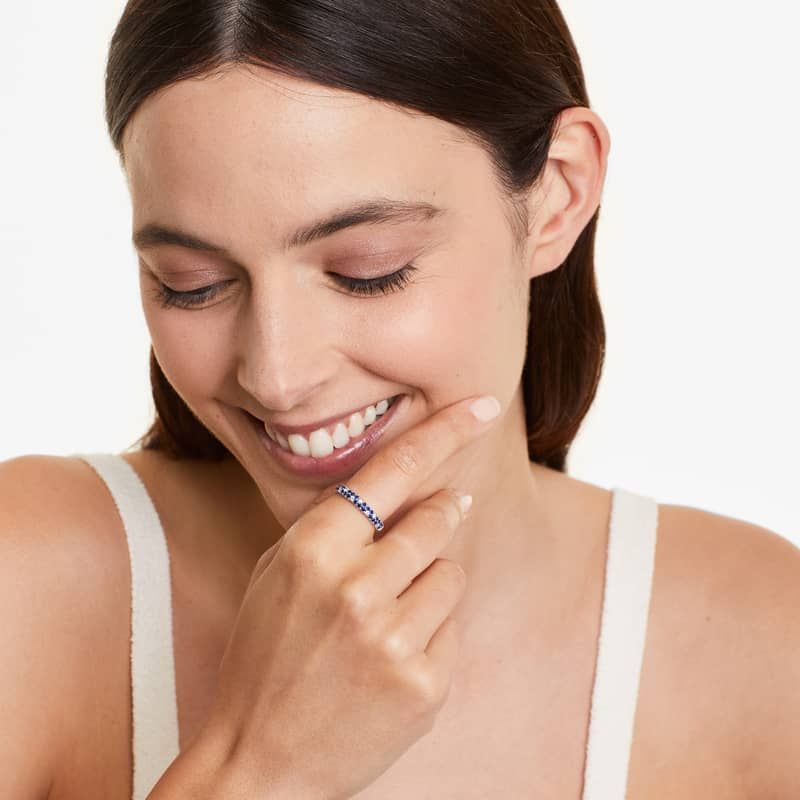 14K Yellow Gold Amethyst and Blue Topaz Duo Ring by Brevani