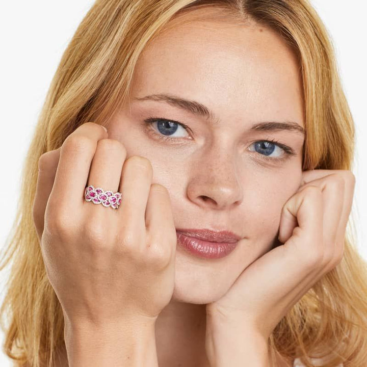 14K Yellow Gold Milgrain Embellished Ruby Eternity Ring