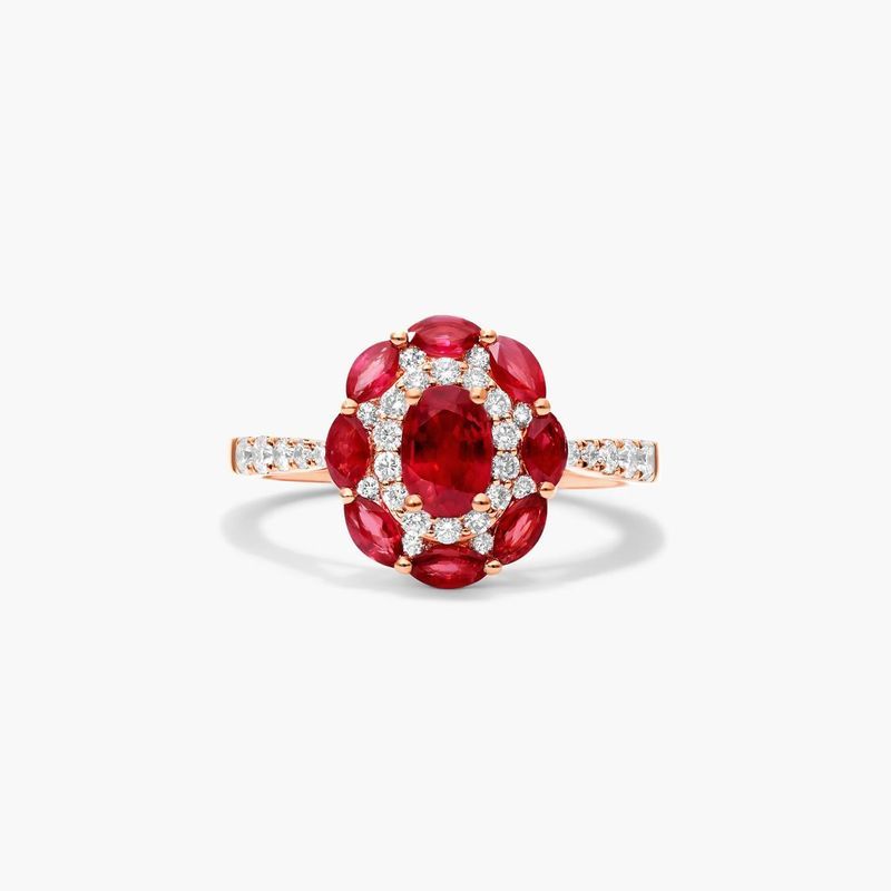 14K White Gold Ruby and Diamond Ring