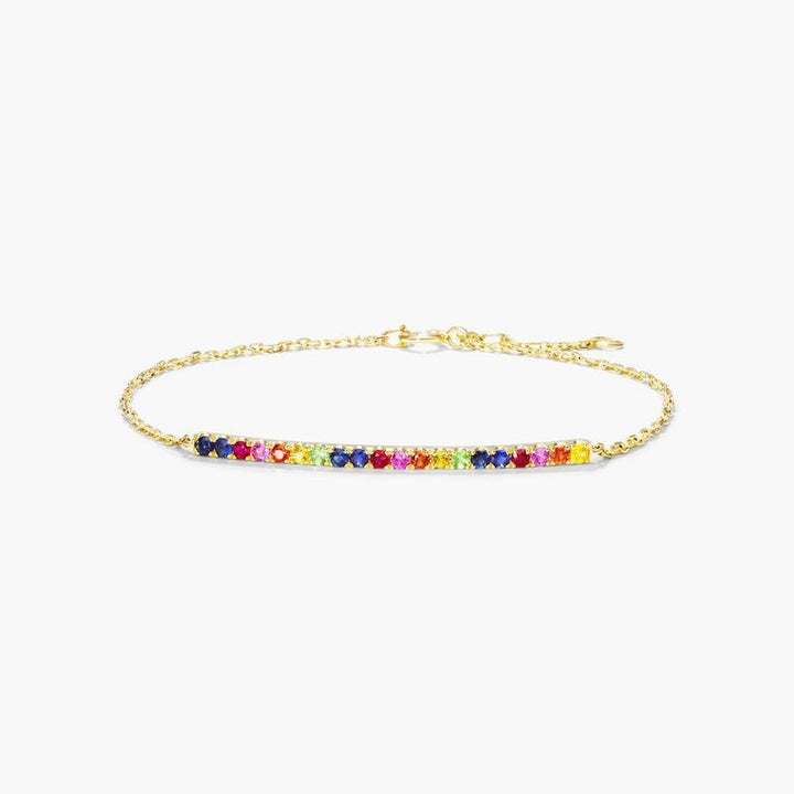 14K White Gold Sapphire Station Diamond Tennis Bracelet