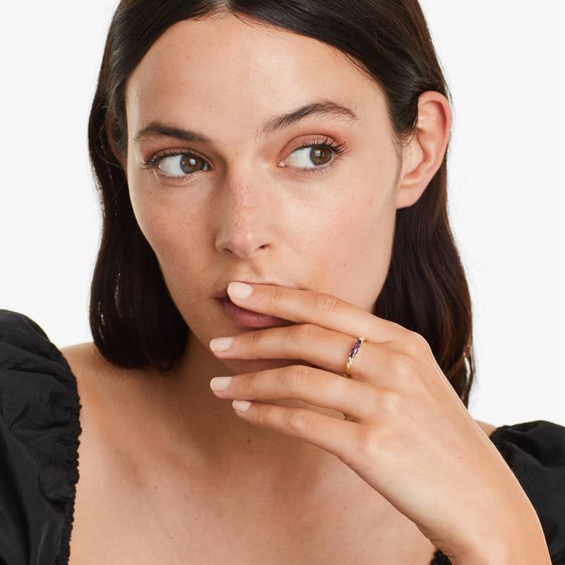 14K White Gold Vintage Bow tie Shaped Stations Alternating Ruby and Diamond Ring