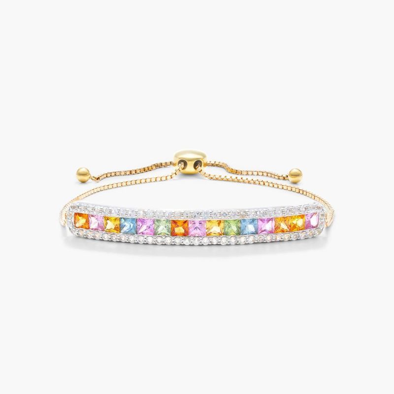 14K White Gold Oval Blue Sapphire and Diamond Halo Bracelet