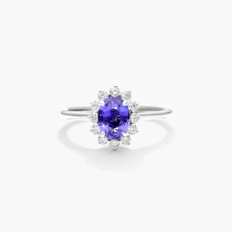 14K Rose Gold Emerald Cut Amethyst and Diamond Halo Cocktail Ring (15.0x6.0mm)