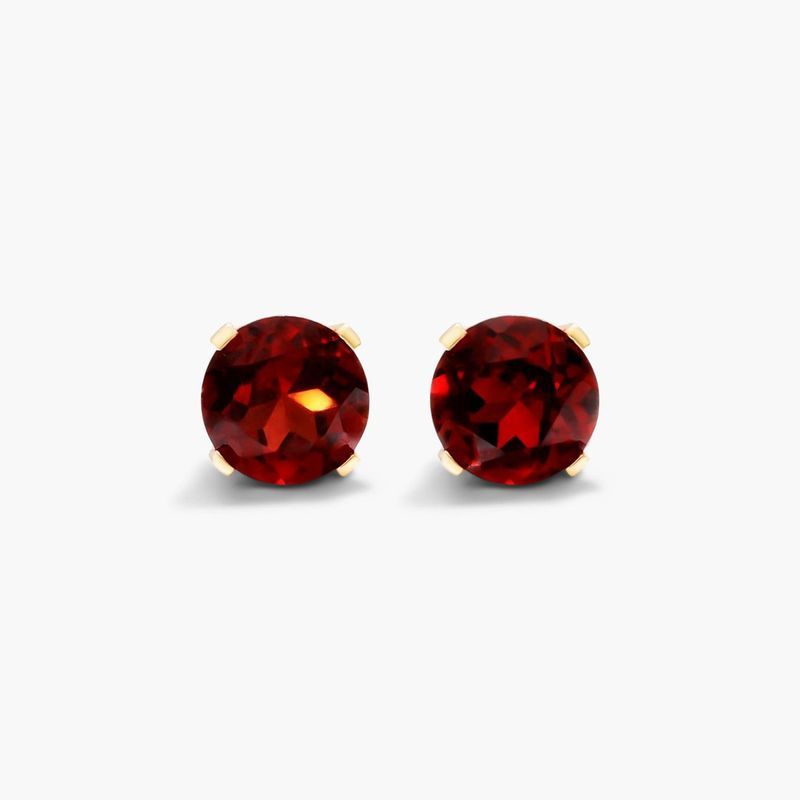 14K Yellow Gold Emerald Cut Garnet Birthstone Stud Earrings