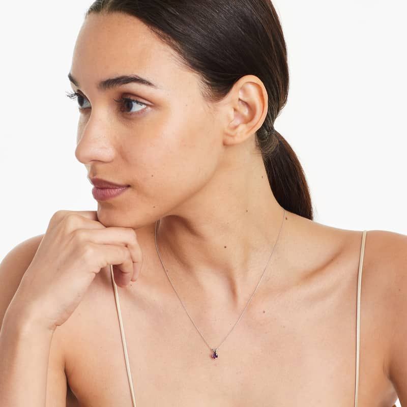 14K Rose Gold Hamsa Ruby and Diamond Necklace