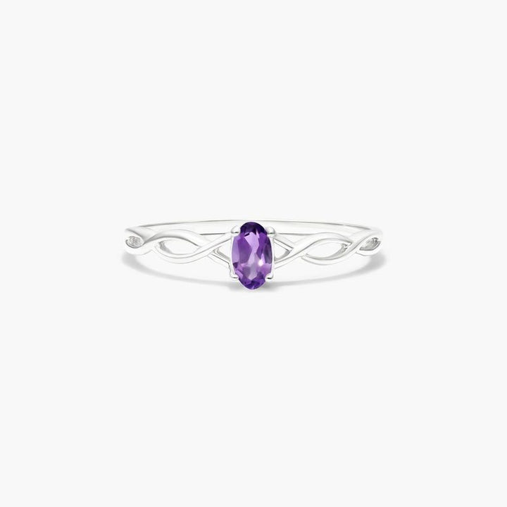 14K Yellow Gold Dainty Blue Topaz Bezel Diamond Ring by Brevani