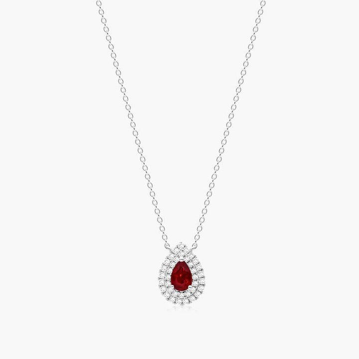 14K White Gold East West Oval Aquamarine and Diamond Halo Necklace