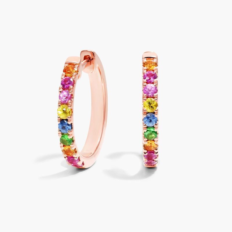 14K Yellow Gold Radiant Reflections Garnet Curb Chain Stud Earrings