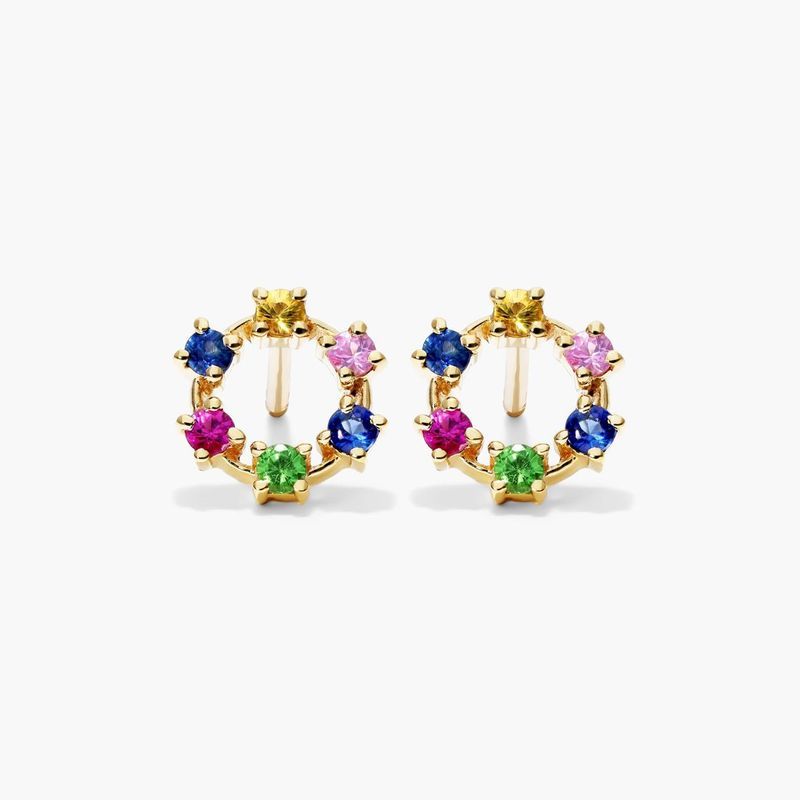 14K Rose Gold Round Halo Morganite and Diamond Stud Earrings (4.5mm)