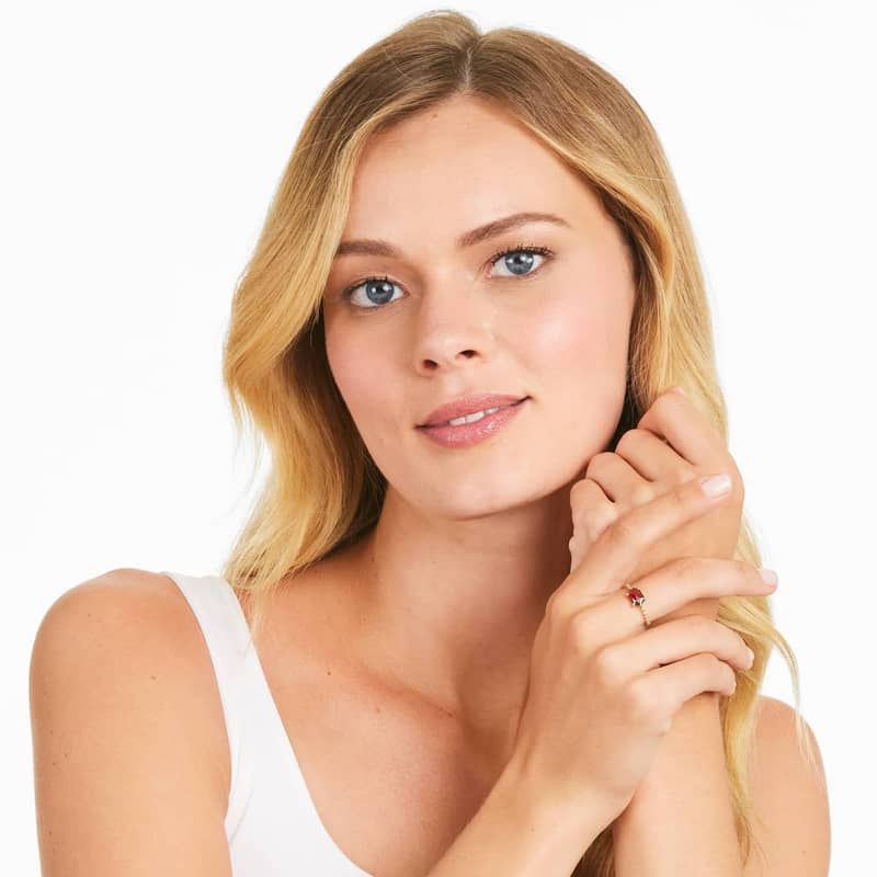 14K White Gold Fairy Garnet and Diamond Ring by Brevani