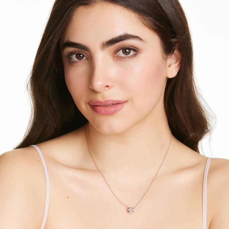 14K Yellow Gold Elongated Cushion Halo Garnet and Diamond Necklace (9.0x6.0mm)