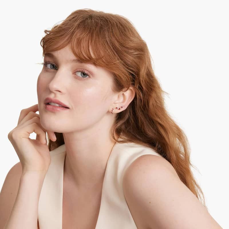 14K White Gold Inside Out Sapphire and Diamond Round Hoops, 3/4 Inch Diameter.