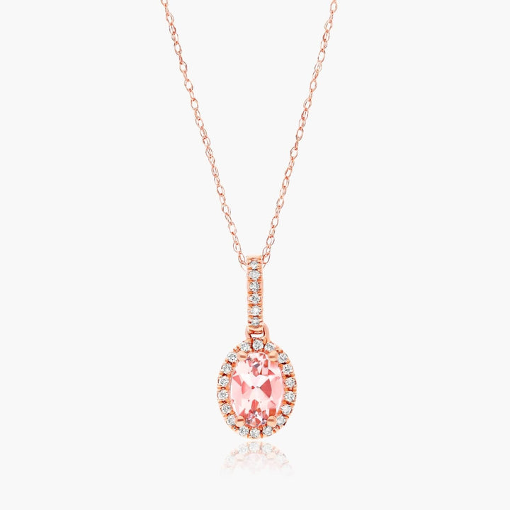 14K Yellow Gold Round Halo Ruby and Diamond Necklace (5.0mm)