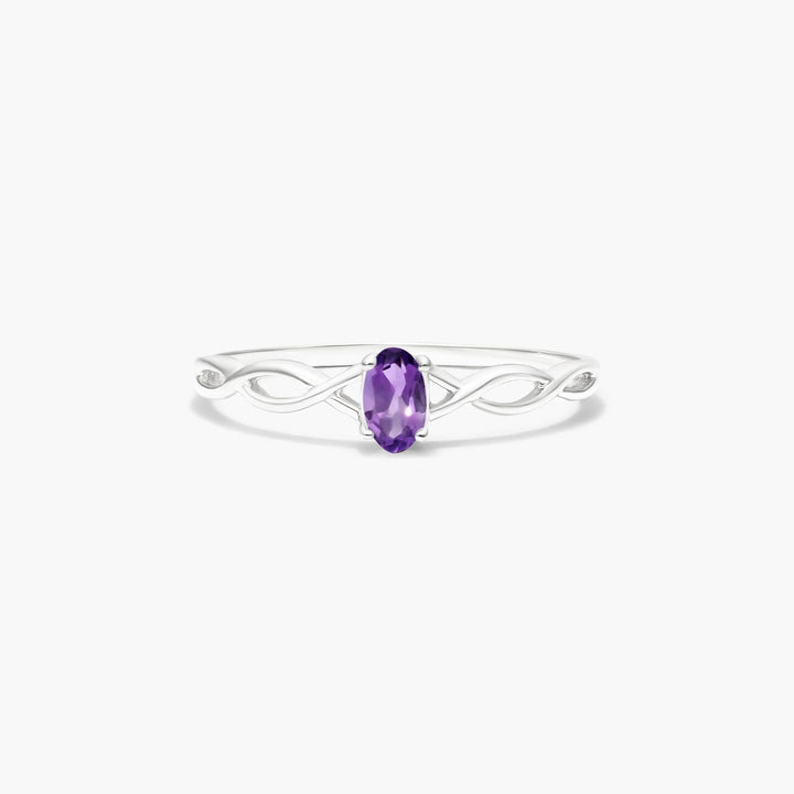 14K White Gold Elongated Garnet Halo Ring by Brevani