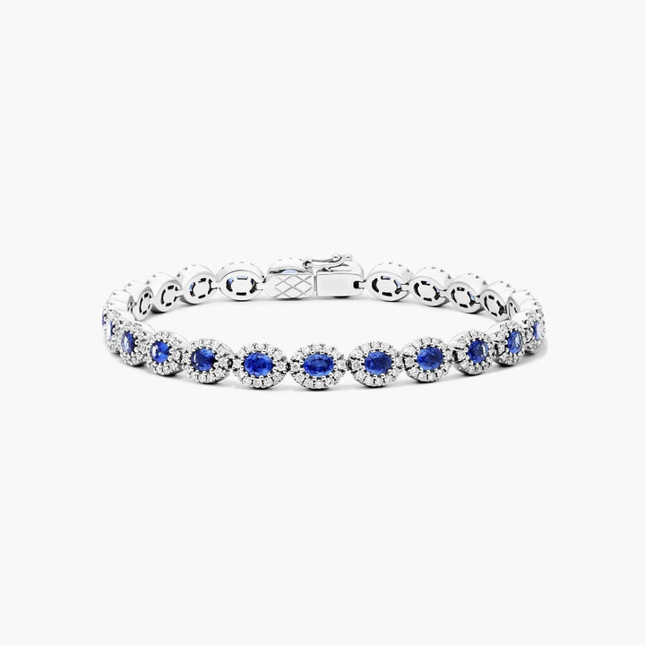 14K White Gold Half and Half Sapphire and Diamond Tennis Bracelet