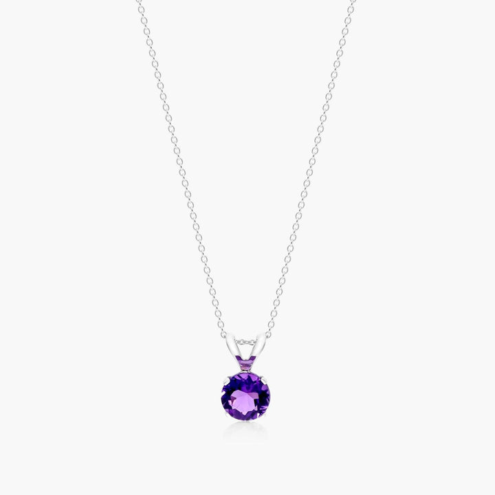 14K Yellow Gold Round Halo Ruby and Diamond Necklace (5.0mm)