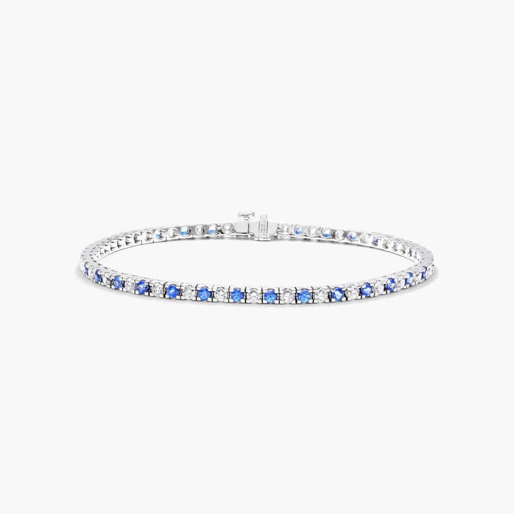 14K White Gold Perpetual Diamond and Ruby Tennis Bracelet