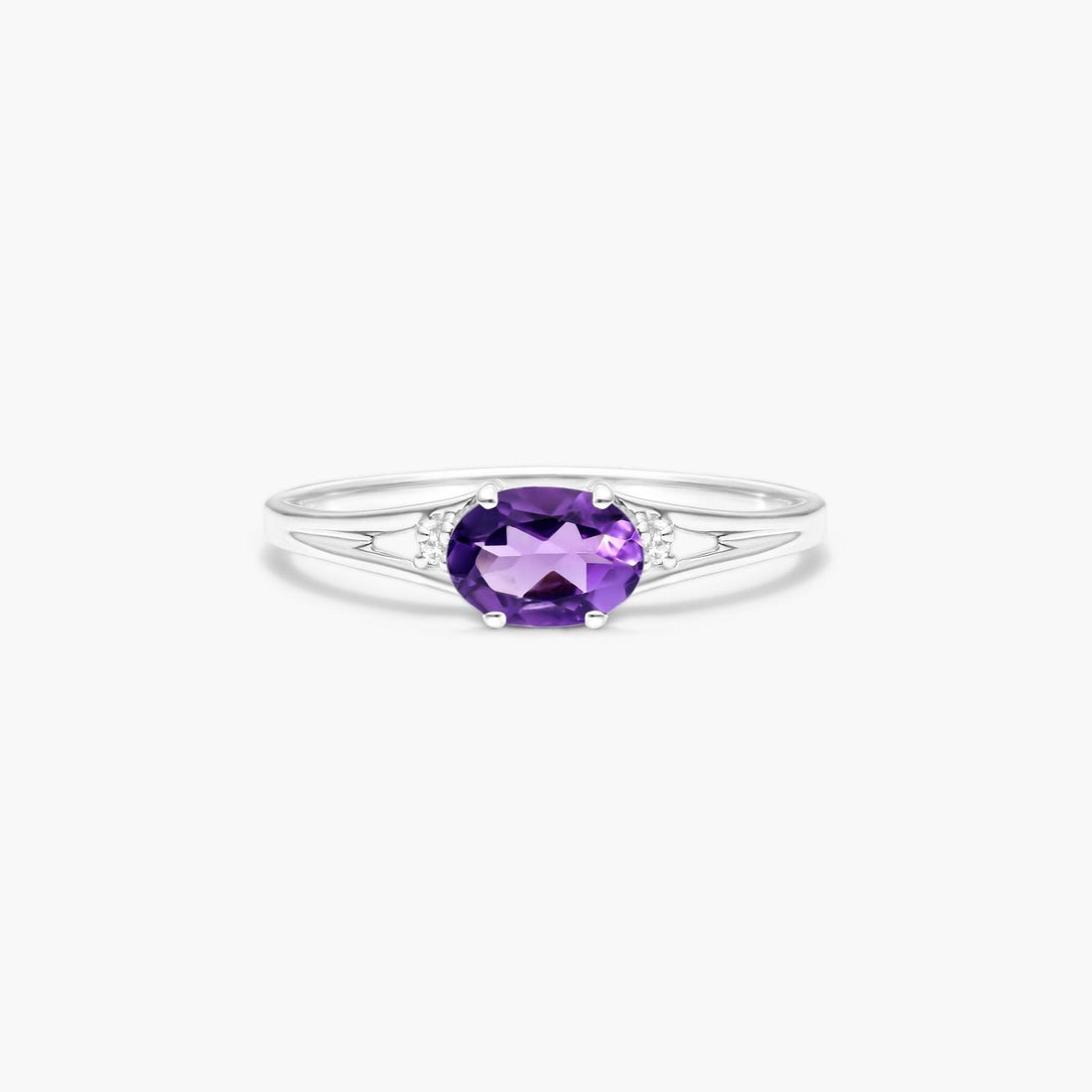 14K White Gold Elongated Garnet Halo Ring by Brevani