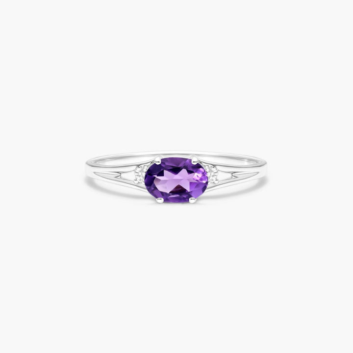 14K White Gold Elongated Garnet Halo Ring by Brevani