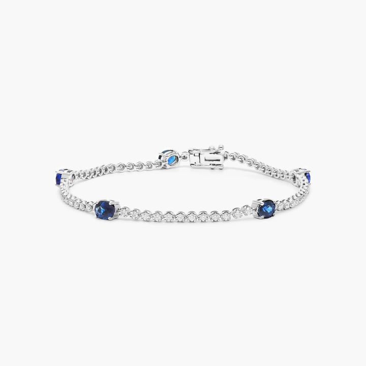 14K White Gold Perpetual Diamond and Ruby Tennis Bracelet