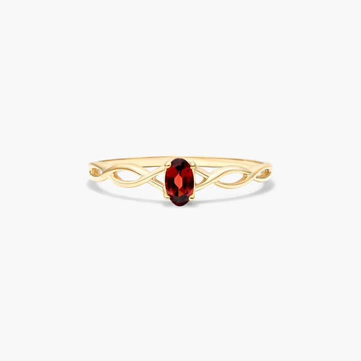 14K Yellow Gold Elongated Amethyst Halo Ring by Brevani