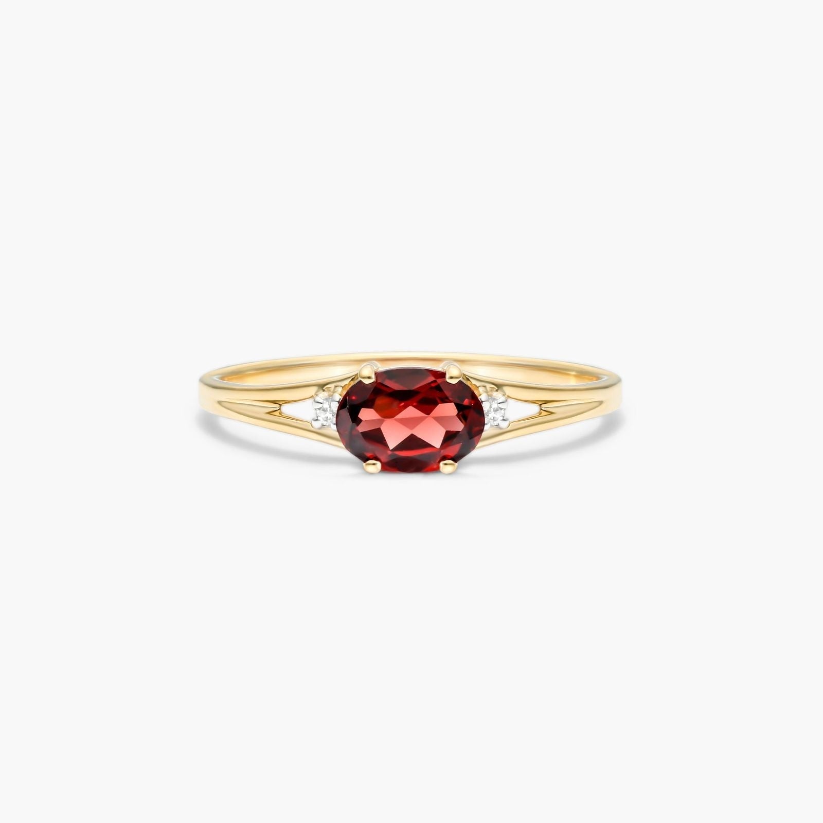 14K Yellow Gold Elongated Amethyst Halo Ring by Brevani